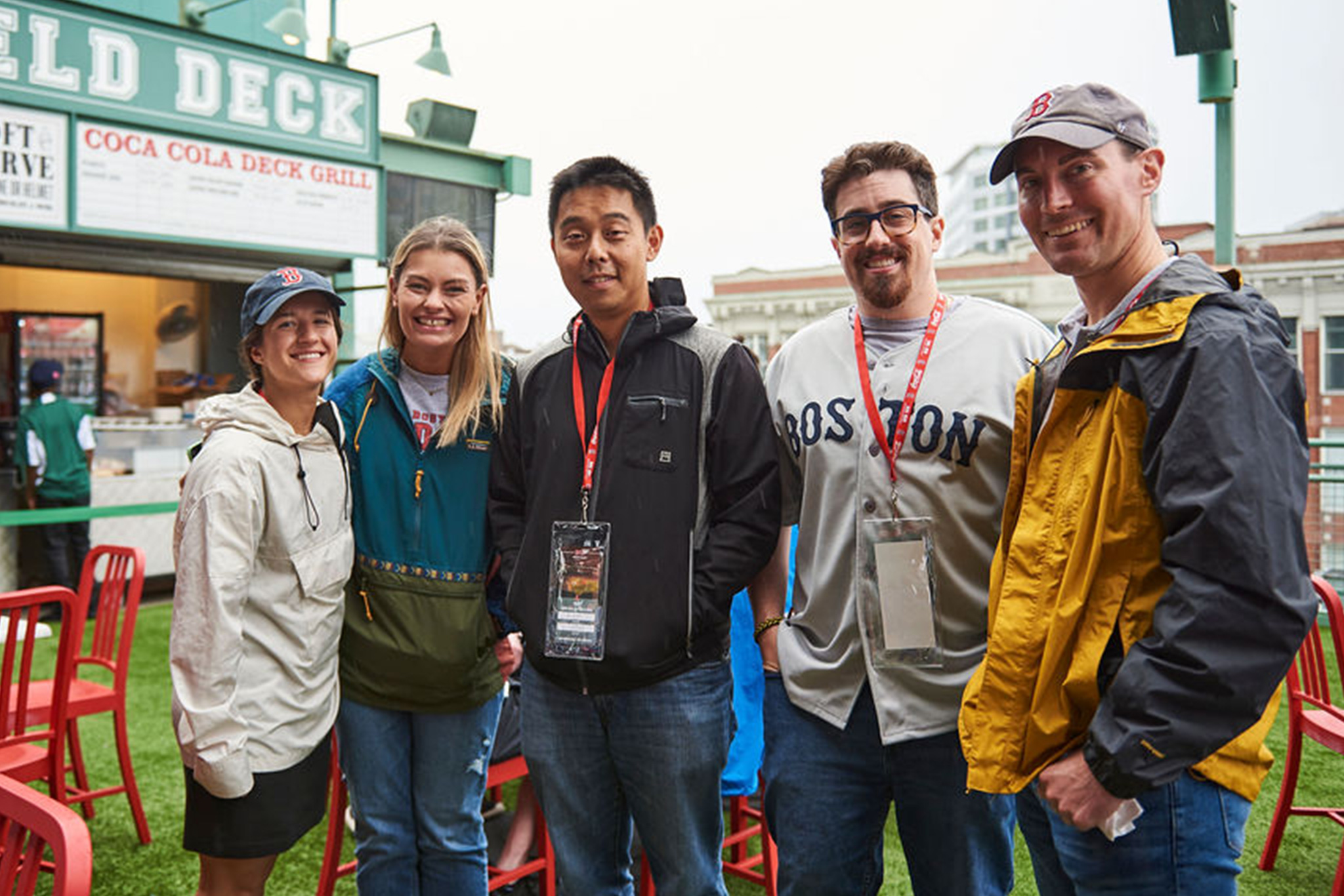 Lose It! employees posing for a picture during a company outing to a Red Sox game